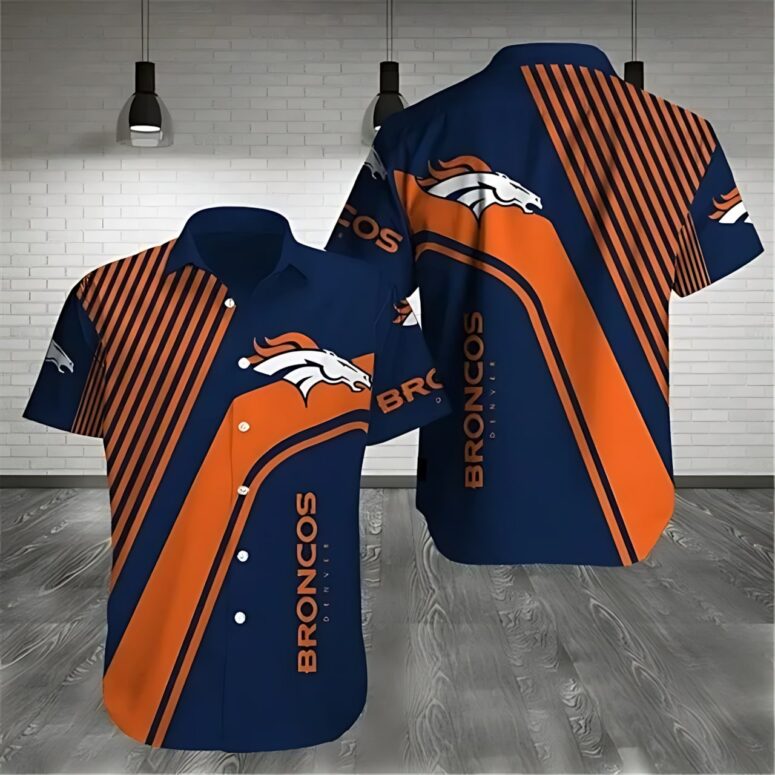Denver Broncos Stripe Streak Hawaiian Shirt Denver Broncos Stripe Streak Hawaiian Shirt