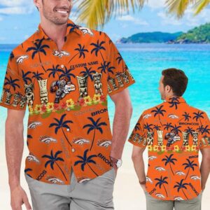 Denver Broncos The Moai Custom Name NFL Football Team Hawaiian Shirt