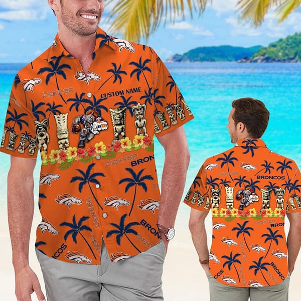 Denver Broncos The Moai Custom Name NFL Football Team Hawaiian Shirt Denver Broncos The Moai Custom Name NFL Football Team Hawaiian Shirt