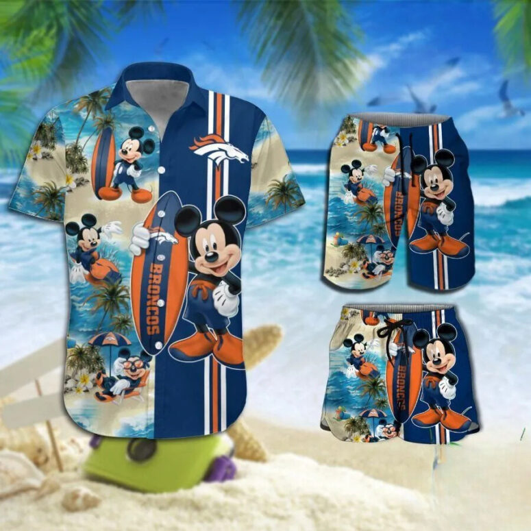 Denver Broncos Tropical Mickey Hawaiian Shirt Denver Broncos Tropical Mickey Hawaiian Shirt