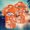 Denver Broncos White Flora NFL Football Team Hawaiian Shirt