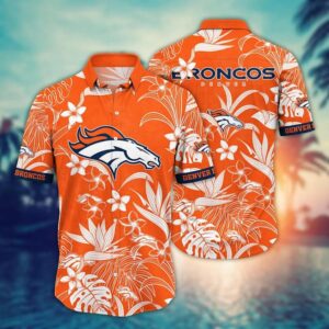 Denver Broncos White Flora NFL Football Team Hawaiian Shirt