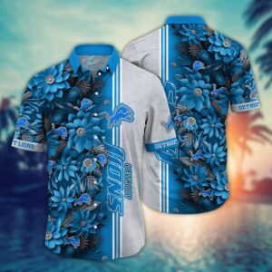 Detroit Lions Blue Flower NFL Football Team Hawaiian Shirt