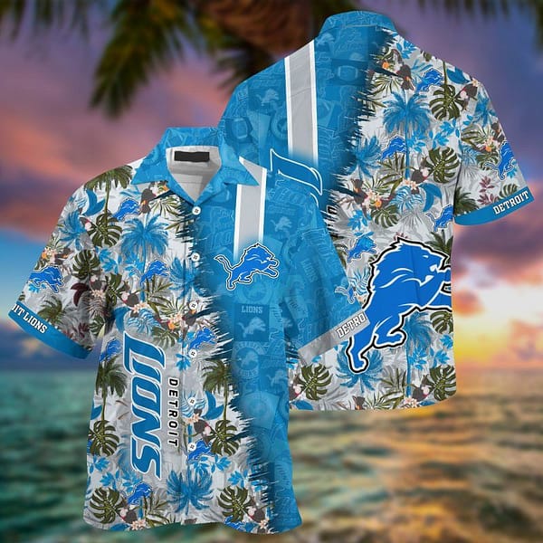 Detroit Lions Blue Grey NFL Football Team Hawaiian Shirt Detroit Lions Blue Grey NFL Football Team Hawaiian Shirt