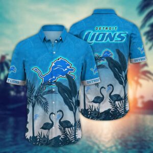 Detroit Lions Flamingo NFL Football Team Hawaiian Shirt