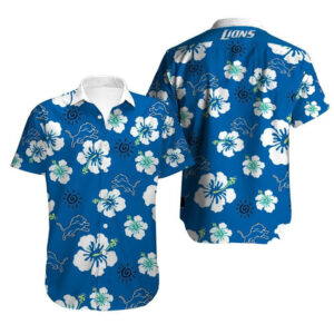 Detroit Lions Hibiscus Flower NFL Football Team Hawaiian Shirt