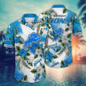Detroit Lions Hibiscus NFL Football Team Hawaiian Shirt