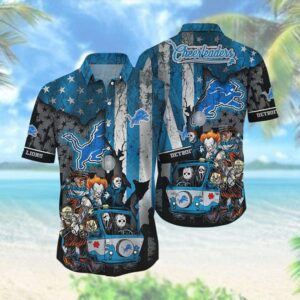 Detroit Lions Horror Characters NFL Football Team Hawaiian Shirt
