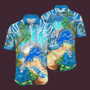 Detroit Lions On The Seashore NFL Football Team Hawaiian Shirt