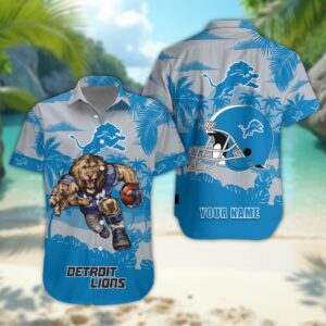 Detroit Lions Personalized Hawaiian Shirt ??Custom Name