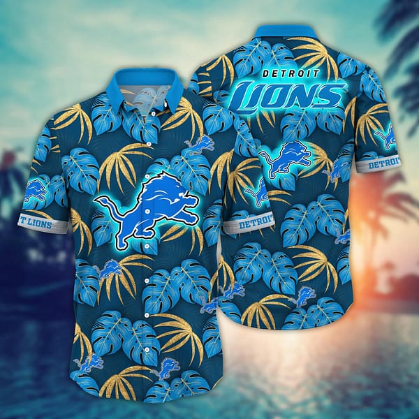 Detroit Lions Summer Leaves NFL Football Team Hawaiian Shirt Detroit Lions Summer Leaves NFL Football Team Hawaiian Shirt