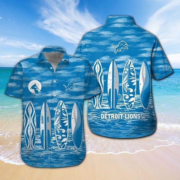 Detroit Lions Surfing NFL Football Team Hawaiian Shirt Detroit Lions Surfing NFL Football Team Hawaiian Shirt