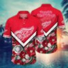 Detroit Red Wings Floral Chevron Hawaiian Shirt