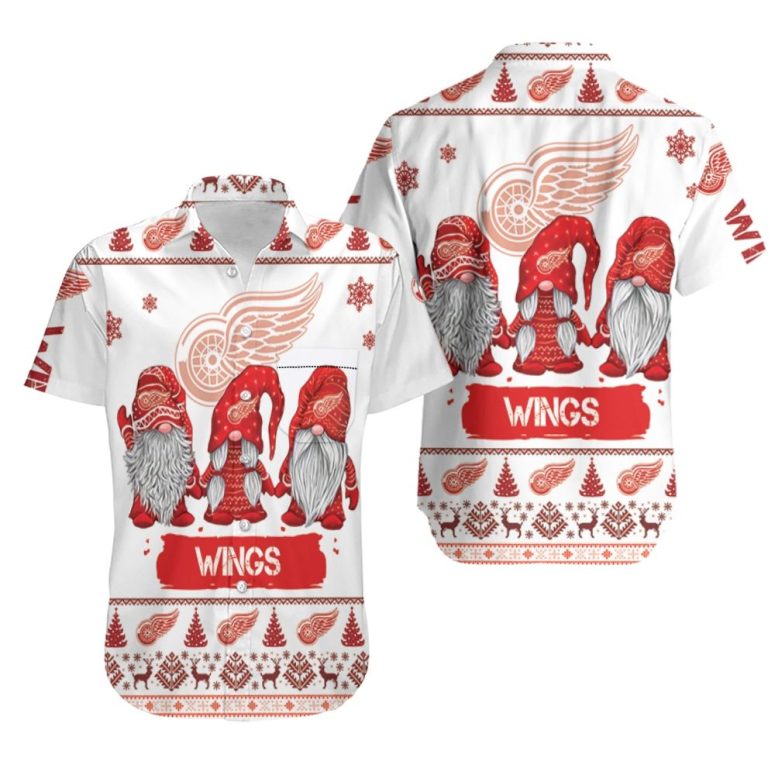 Detroit Red Wings Holiday Gnomes Hawaiian Shirt Detroit Red Wings Holiday Gnomes Hawaiian Shirt