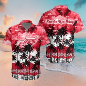 Detroit Red Wings Palm Sunset Hawaiian Shirt