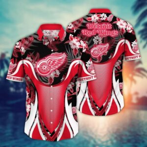 Detroit Red Wings Paradise Stripe Hawaiian Shirt