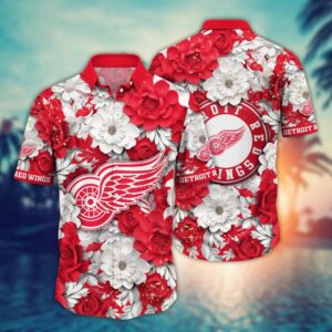Detroit Red Wings Rose Elegance Hawaiian Shirt