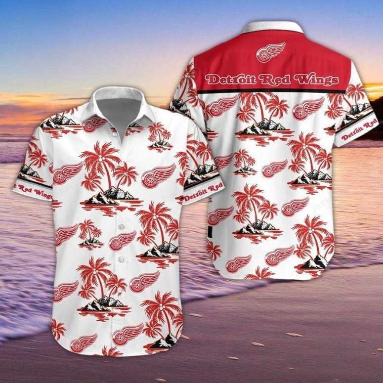 Detroit Red Wings Tropical Paradise Hawaiian Shirt Detroit Red Wings Tropical Paradise Hawaiian Shirt