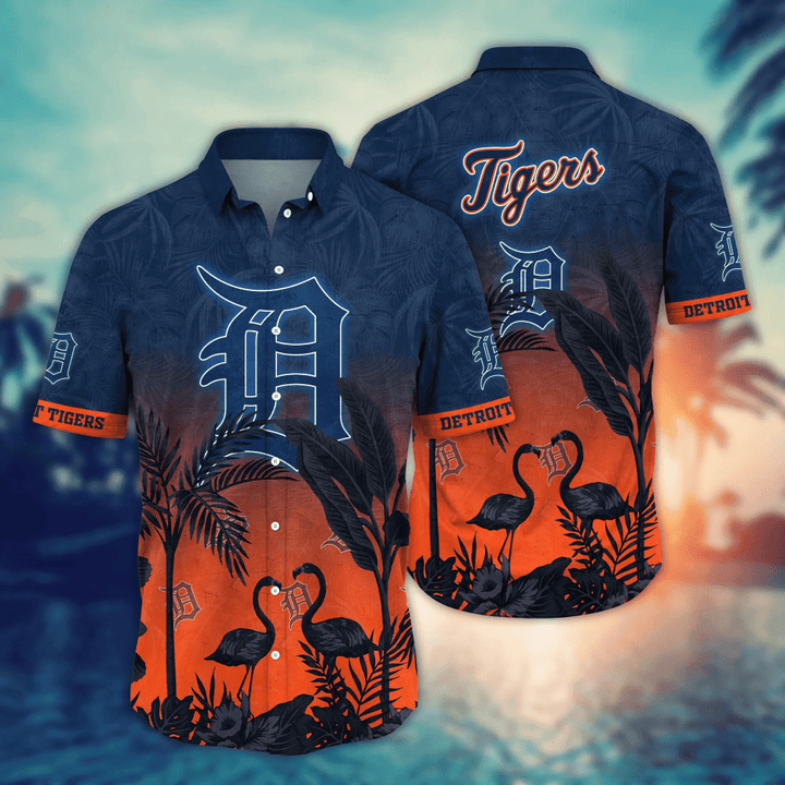 Detroit Tigers Sunset Flamingo Hawaiian Shirt Detroit Tigers Sunset Flamingo Hawaiian Shirt