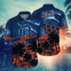 Detroit Tigers Tropical Palm Sunset Hawaiian Shirt