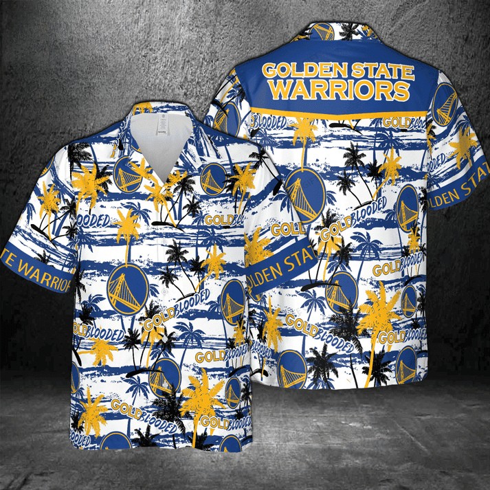 Golden State Warriors Palm Horizon Hawaiian Shirt Golden State Warriors Palm Horizon Hawaiian Shirt