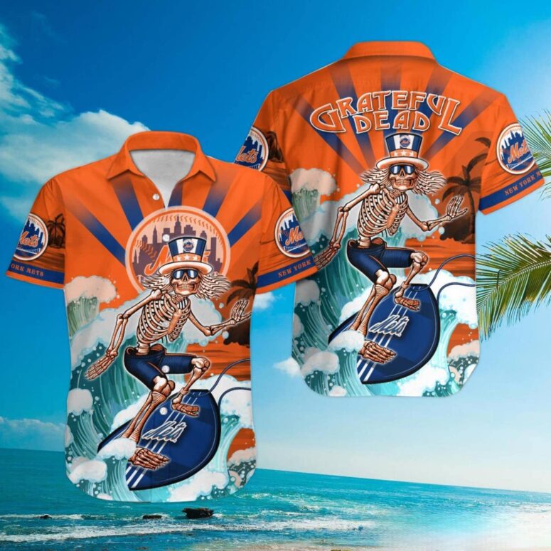 Grateful Dead New York Mets Hawaiian Shirt Grateful Dead New York Mets Hawaiian Shirt