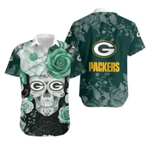 Green Bay Packers Calavera NFL Football Team Hawaiian Shirt