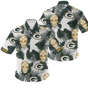 Green Bay Packers Candy Skulls NFL Football Team Hawaiian Shirt
