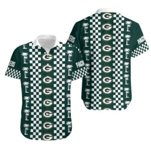 Green Bay Packers Checkered Pattern NFL Football Team Hawaiian Shirt