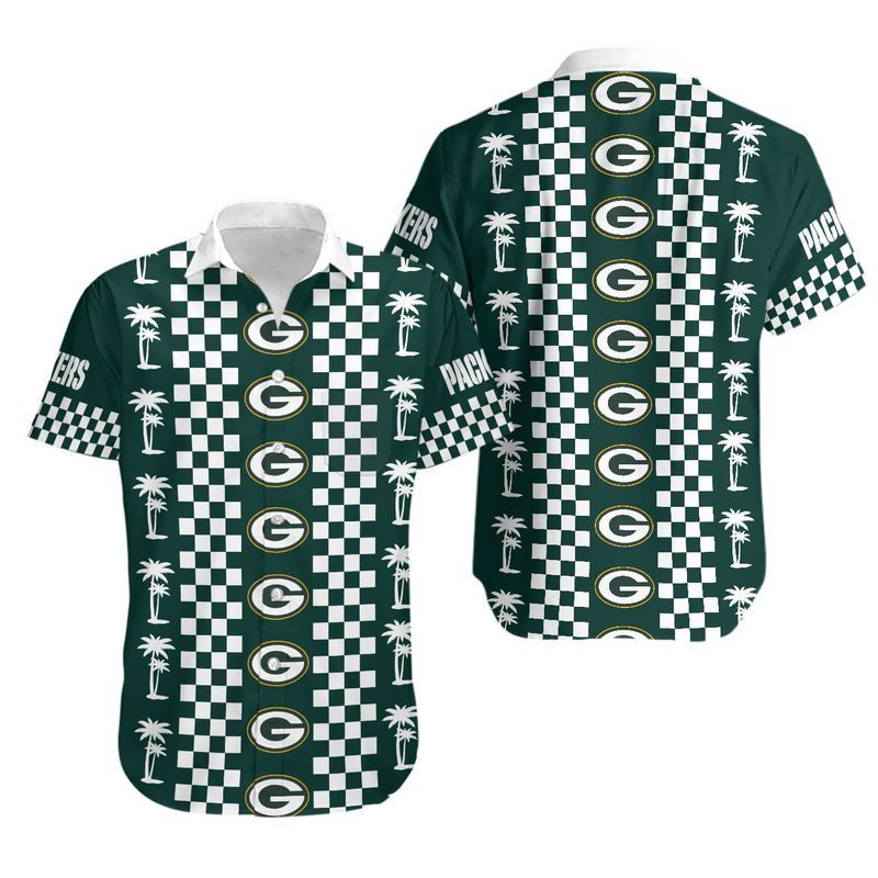 Green Bay Packers Checkered Pattern NFL Football Team Hawaiian Shirt Green Bay Packers Checkered Pattern NFL Football Team Hawaiian Shirt