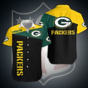 Green Bay Packers Color Blocks NFL Football Team Hawaiian Shirt