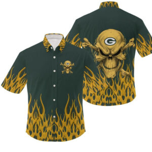 Green Bay Packers Firing Skull NFL Football Team Hawaiian Shirt
