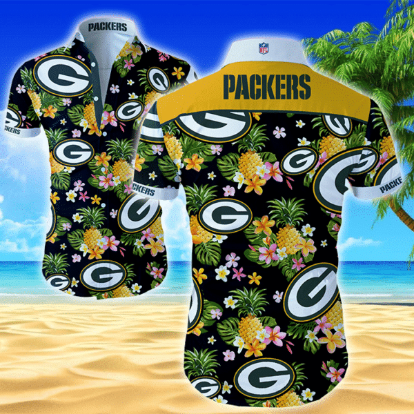 Green Bay Packers Floral NFL Football Team Hawaiian Shirt Green Bay Packers Floral NFL Football Team Hawaiian Shirt