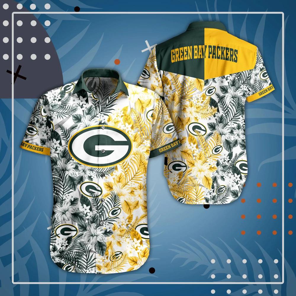 Green Bay Packers Flower Pattern NFL Football Team Hawaiian Shirt Green Bay Packers Flower Pattern NFL Football Team Hawaiian Shirt