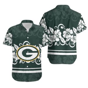 Green Bay Packers Hibiscus Flora NFL Football Team Hawaiian Shirt