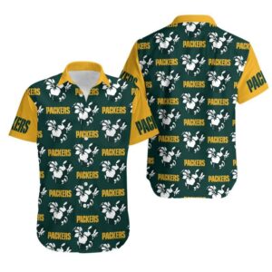 Green Bay Packers Mickey and Flowers NFL Football Team Hawaiian Shirt