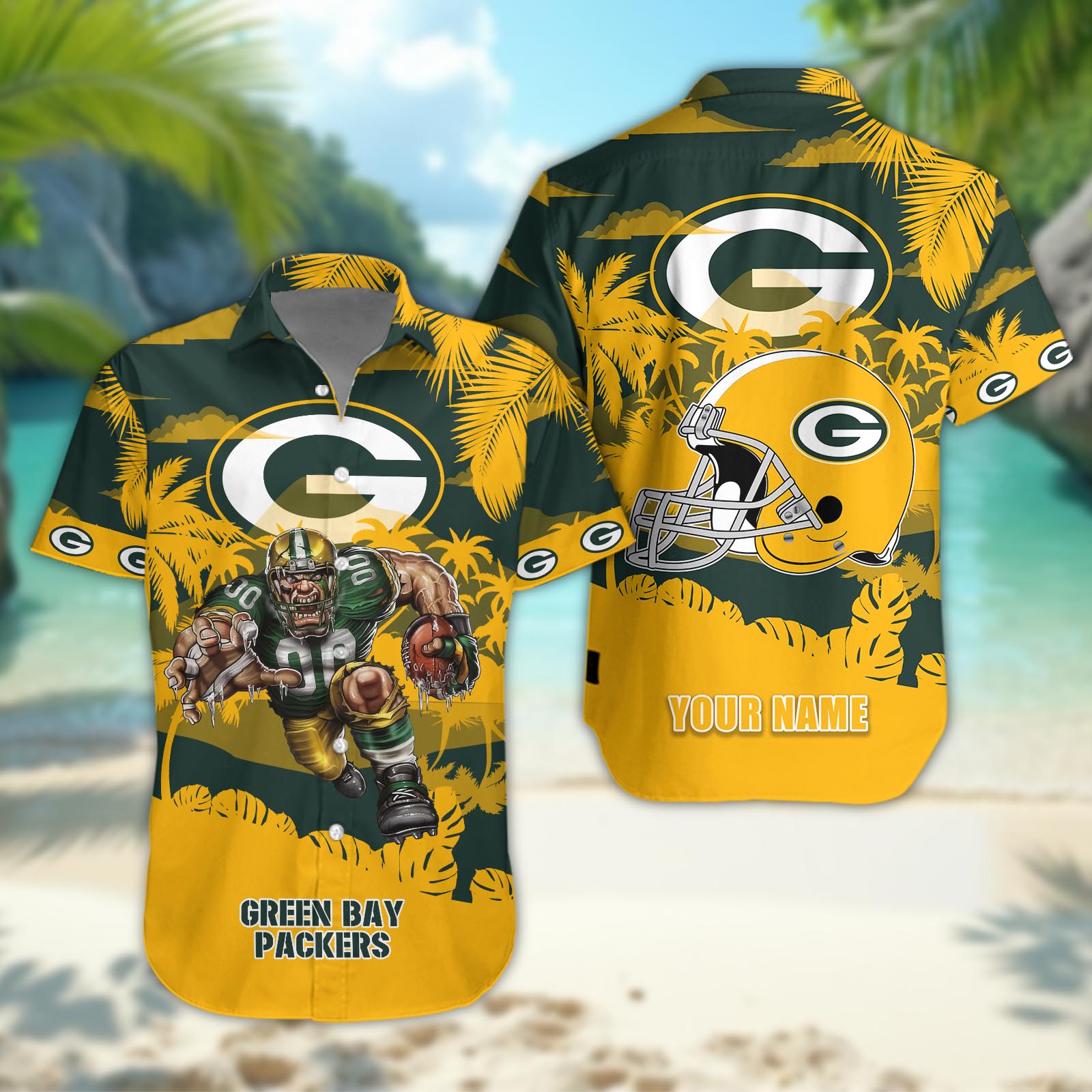 Green Bay Packers Personalized Hawaiian Shirt ??Custom Name Green Bay Packers Personalized Hawaiian Shirt ??Custom Name