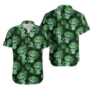 Green Bay Packers Skull and Flower NFL Football Team Hawaiian Shirt