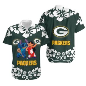 Green Bay Packers Stitch and Lilo NFL Football Team Hawaiian Shirt