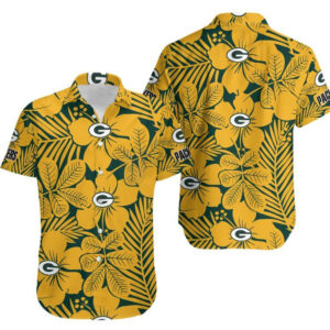 Green Bay Packers Yellow Hibiscus NFL Football Team Hawaiian Shirt