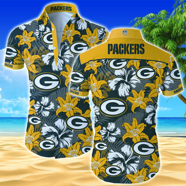 Green Bay Packers Yellow Lily NFL Football Team Hawaiian Shirt Green Bay Packers Yellow Lily NFL Football Team Hawaiian Shirt