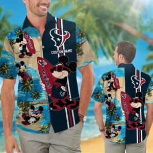 Houston Texans Mickey Mouse Custom Name NFL Football Team Hawaiian Shirt
