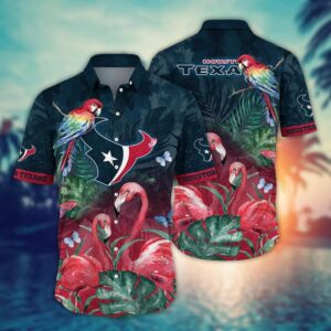 Houston Texans Pink Flamingo NFL Football Team Hawaiian Shirt