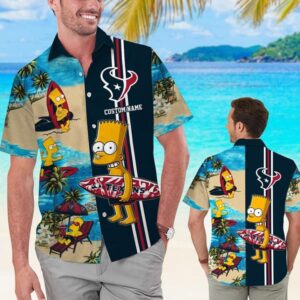 Houston Texans The Simpsons Custom Name NFL Football Team Hawaiian Shirt