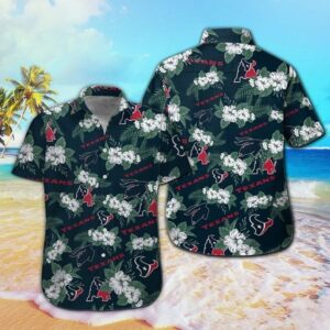 Houston Texans White Hibiscus NFL Football Team Hawaiian Shirt