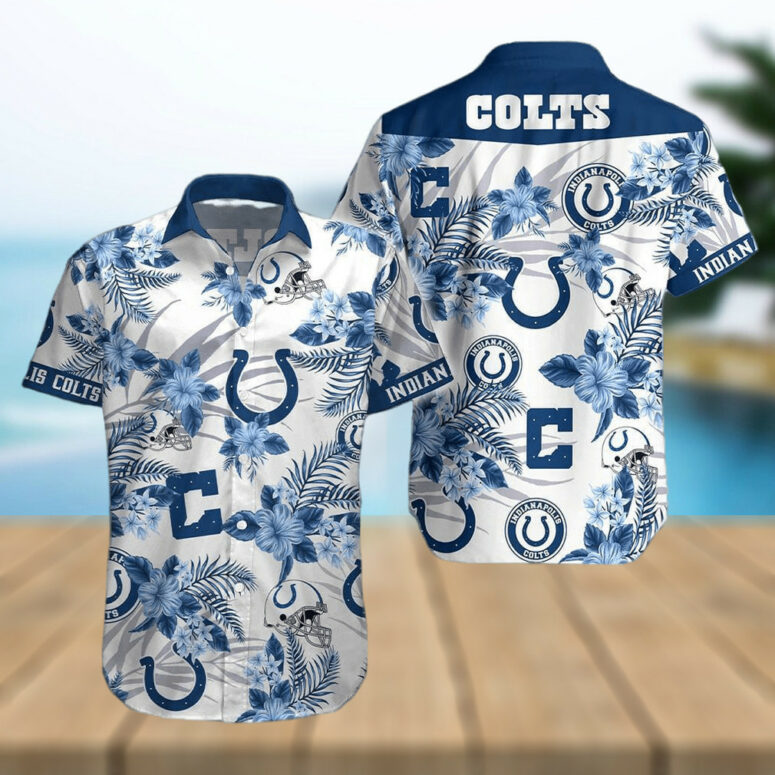 Indianapolis Colts Hibiscus Flowers Hawaiian Shirt Indianapolis Colts Hibiscus Flowers Hawaiian Shirt