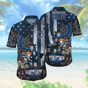 Indianapolis Colts Horror Characters NFL Football Team Hawaiian Shirt