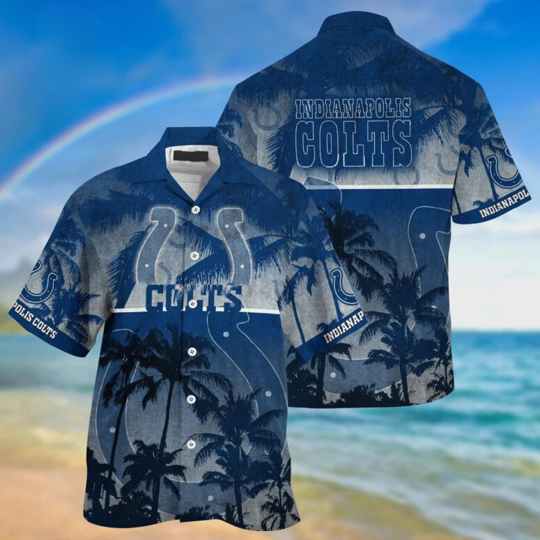Indianapolis Colts Island Palm Hawaiian Shirt Indianapolis Colts Island Palm Hawaiian Shirt