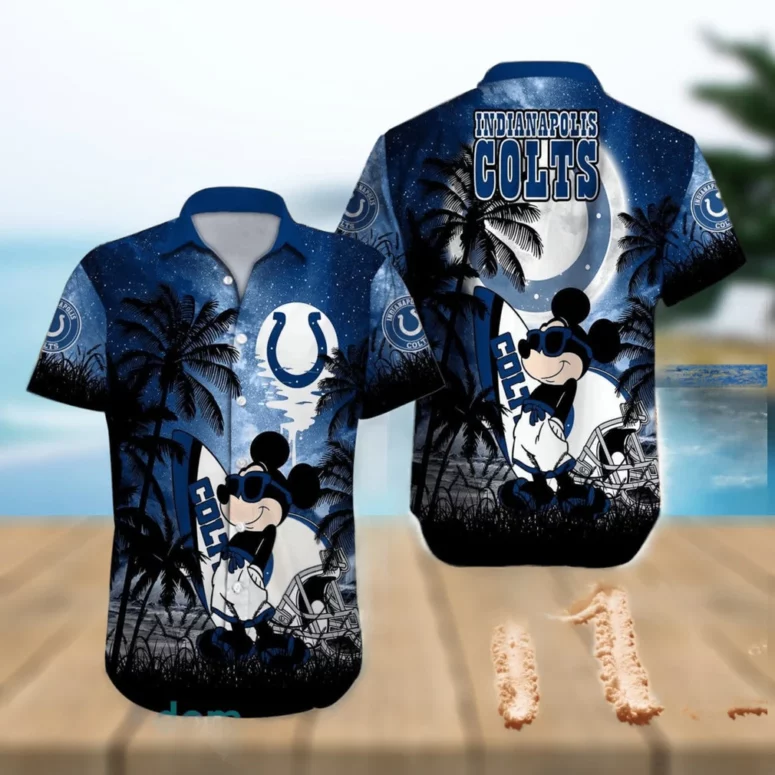 Indianapolis Colts Mickey Summer Pattern Hawaiian Shirt Indianapolis Colts Mickey Summer Pattern Hawaiian Shirt