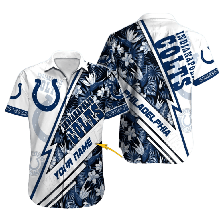 Indianapolis Colts Midnight Stripes Hawaiian Shirt Indianapolis Colts Midnight Stripes Hawaiian Shirt